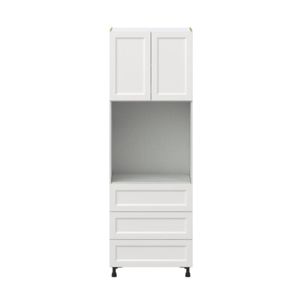 Magnolia Painted Bright White Recessed Assembled Pantry Single Oven Cabinet with 3 Even Drawers (30 in. W X 89.5 in. H X 24 in. D)