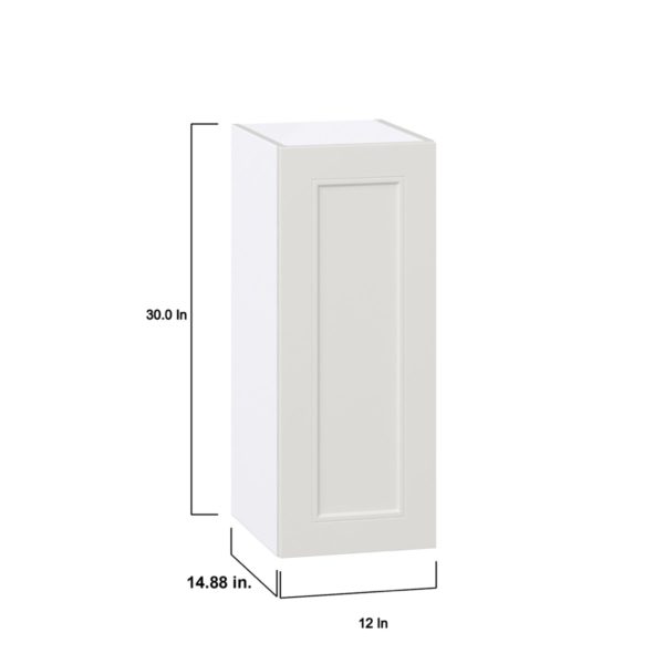 Wisteria Painted Light Gray Recessed Assembled Wall  Cabinet With Full High Door (12 in. W x 30 in. H x 14 in. D)