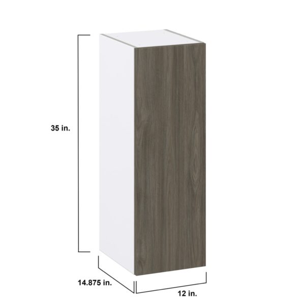 Cordyline Textured Slab Walnut Assembled Wall  Cabinet with Full High Door (12 in. W x 35 in. H x 14 in. D)