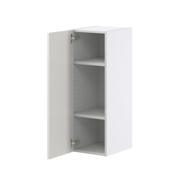 Wisteria Painted Light Gray Recessed Assembled Wall  Cabinet with Full High Door (12 in. W x 35 in. H x 14 in. D)