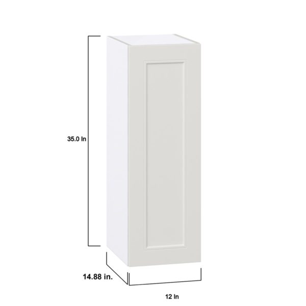 Wisteria Painted Light Gray Recessed Assembled Wall  Cabinet with Full High Door (12 in. W x 35 in. H x 14 in. D)