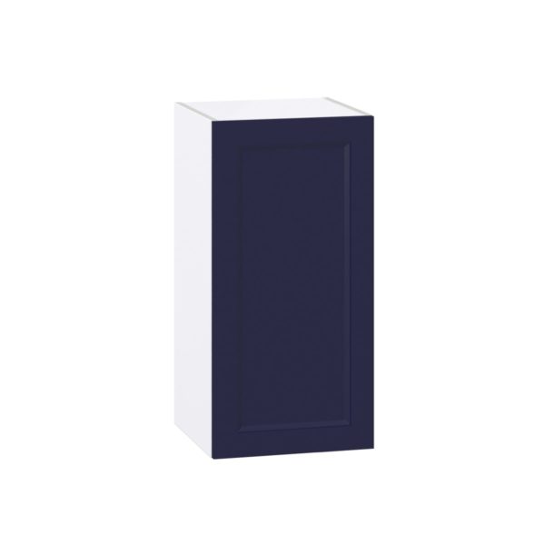 Camellia Painted Midnight Blue Recessed Assembled Wall  Cabinet with Full High Door (15 in. W x 30 in. H x 14 in. D)