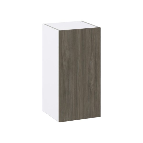 Cordyline Textured Slab Walnut Assembled Wall  Cabinet with Full High Door (15 in. W x 30 in. H x 14 in. D)