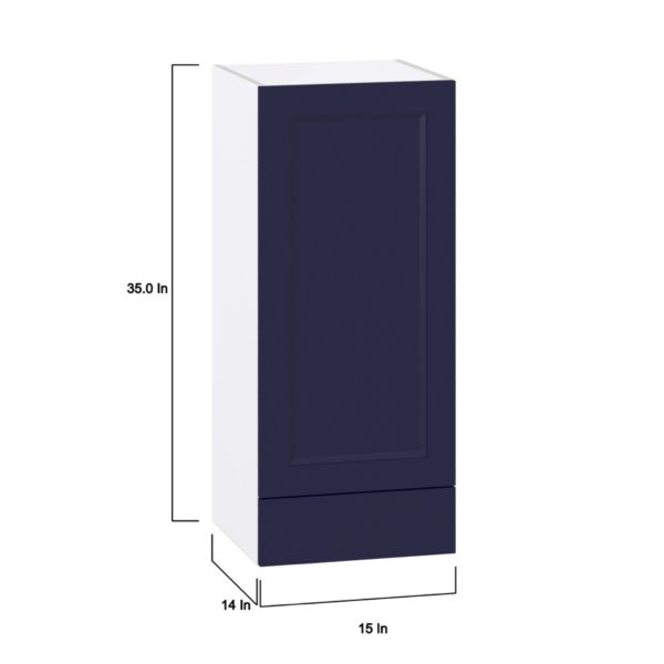 Camellia Painted Midnight Blue Recessed Assembled Wall  Cabinet with a Door and a 5 in. Drawer (15 in. W x 35 in. H x 14 in. D)