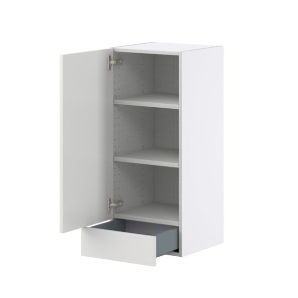 Magnolia Painted Bright White Recessed Assembled Wall  Cabinet with a Door and a 5 in. Drawer (15 in. W x 35 in. H x 14 in. D)