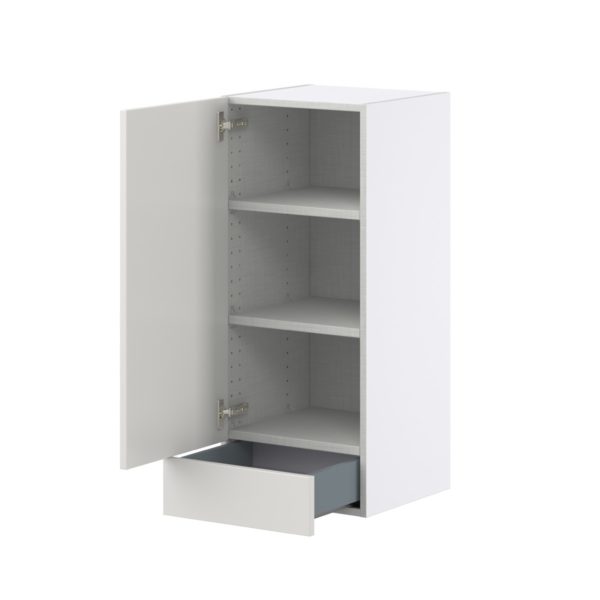 Wisteria Painted Light Gray Recessed Assembled Wall  Cabinet with a Door and a 5 in. Drawer (15 in. W x 35 in. H x 14 in. D)