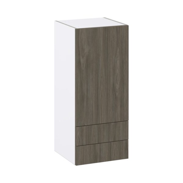 Cordyline Textured Slab Walnut Assembled Wall  Cabinet with a Door and Two 5 in. Drawers (15 in. W x 35 in. H x 14 in. D)