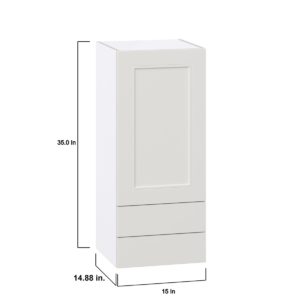 Wisteria Painted Light Gray Recessed Assembled Wall  Cabinet with a Door and Two 5 in. Drawers (15 in. W x 35 in. H x 14 in. D)