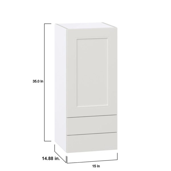 Wisteria Painted Light Gray Recessed Assembled Wall  Cabinet with a Door and Two 5 in. Drawers (15 in. W x 35 in. H x 14 in. D)