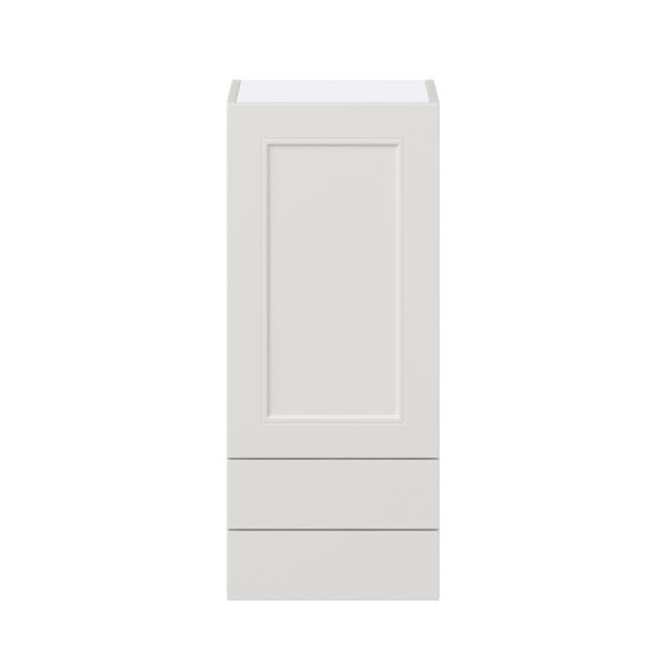 Wisteria Painted Light Gray Recessed Assembled Wall  Cabinet with a Door and Two 5 in. Drawers (15 in. W x 35 in. H x 14 in. D)