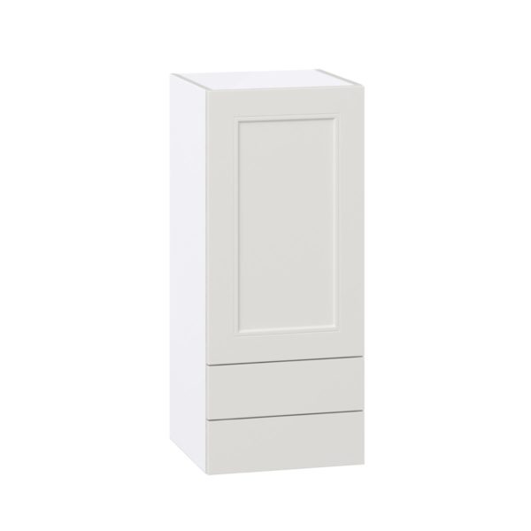 Wisteria Painted Light Gray Recessed Assembled Wall  Cabinet with a Door and Two 5 in. Drawers (15 in. W x 35 in. H x 14 in. D)