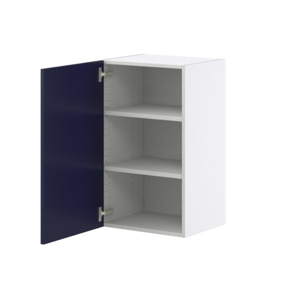 Camellia Painted Midnight Blue Recessed Assembled Wall  Cabinet with Full high Door (18 in. W x 30 in. H x 14 in. D)