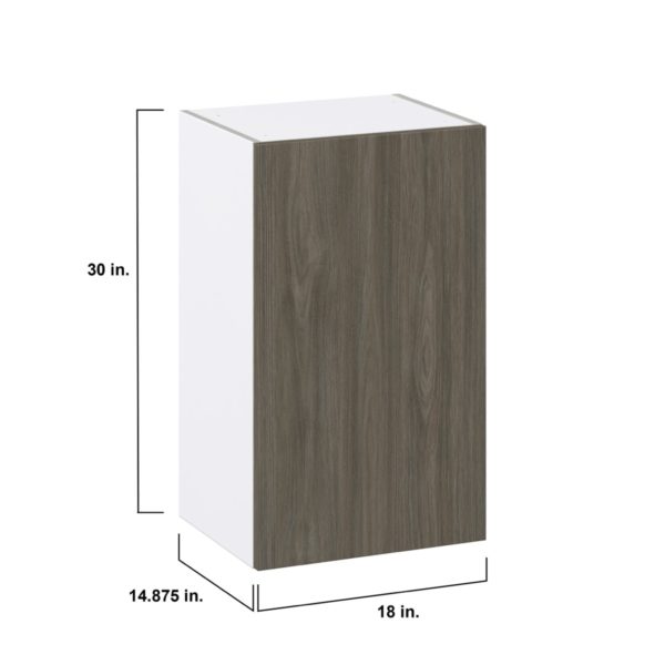 Cordyline Textured Slab Walnut Assembled Wall  Cabinet with Full high Door (18 in. W x 30 in. H x 14 in. D)