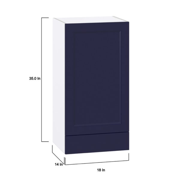 Camellia Painted Midnight Blue Recessed Assembled Wall  Cabinet with a Door and a 5 in. Drawer (18 in. W x 35 in. H x 14 in. D)