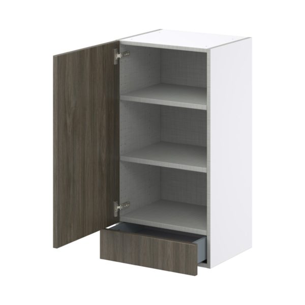 Cordyline Textured Slab Walnut Assembled Wall  Cabinet with a Door and a 5 in. Drawer (18 in. W x 35 in. H x 14 in. D)