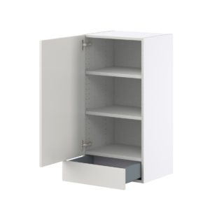 Wisteria Painted Light Gray Recessed Assembled Wall  Cabinet with a Door and a 5 in. Drawer (18 in. W x 35 in. H x 14 in. D)