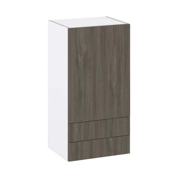 Cordyline Textured Slab Walnut Assembled Wall  Cabinet with a Door and Two 5 in. Drawers (18 in. W x 35 in. H x 14 in. D)