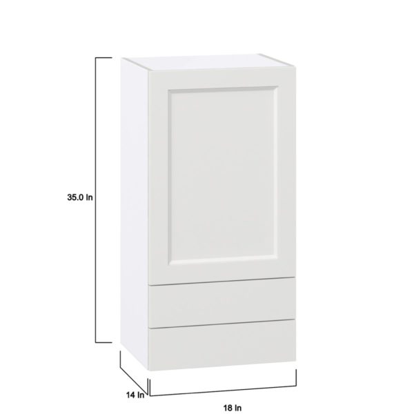 Magnolia Painted Bright White Recessed Assembled Wall  Cabinet with a Door and Two 5 in. Drawers (18 in. W x 35 in. H x 14 in. D)