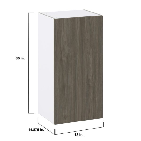 Cordyline Textured Slab Walnut Assembled Wall  Cabinet with Full High Door (18 in. W x 35 in. H x 14 in. D)