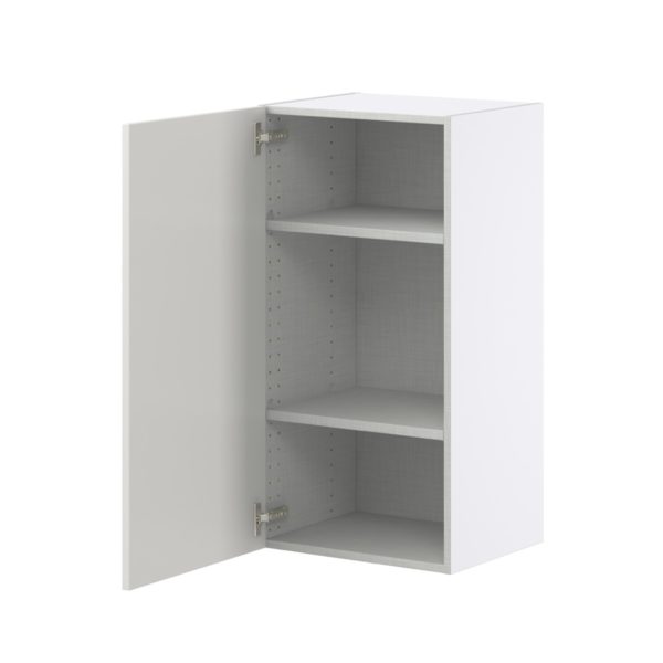 Wisteria Painted Light Gray Recessed Assembled Wall  Cabinet with Full High Door (18 in. W x 35 in. H x 14 in. D)