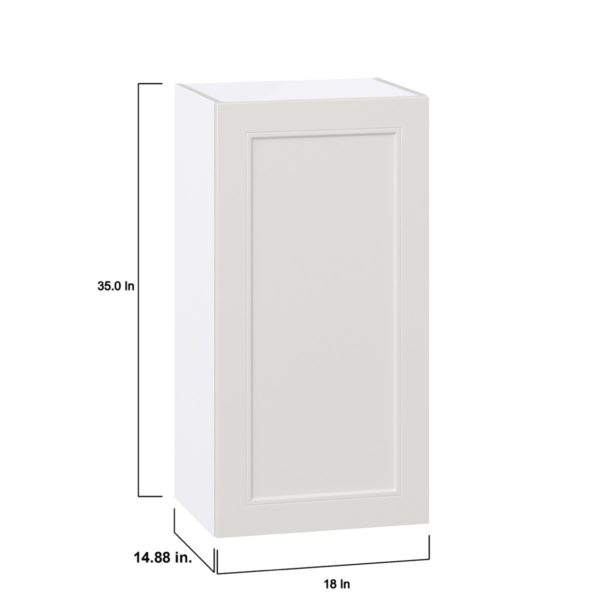 Wisteria Painted Light Gray Recessed Assembled Wall  Cabinet with Full High Door (18 in. W x 35 in. H x 14 in. D)