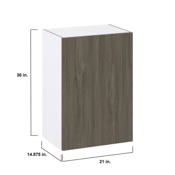 Cordyline Textured Slab Walnut Assembled Wall  Cabinet with Full High Door (21 in. W x 30 in. H x 14 in. D)