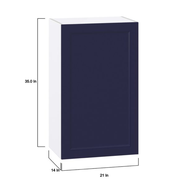 Camellia Painted Midnight Blue Recessed Assembled Wall  Cabinet with Full High Door (21 in. W x 35 in. H x 14 in. D)