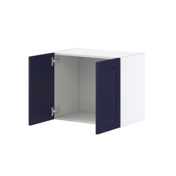 Camellia Painted Midnight Blue Recessed Assembled Wall  Cabinet with 2 Full High Doors (24 in. W X 20 in. H X 14 in. D)