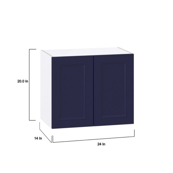 Camellia Painted Midnight Blue Recessed Assembled Wall  Cabinet with 2 Full High Doors (24 in. W X 20 in. H X 14 in. D)