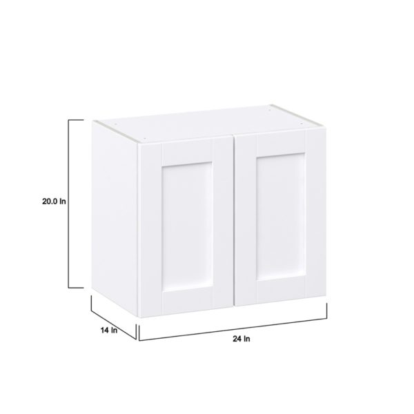 Dahlia Bright White  Shaker Assembled Wall  Cabinet with 2 Full High Doors (24 in. W X 20 in. H X 14 in. D)