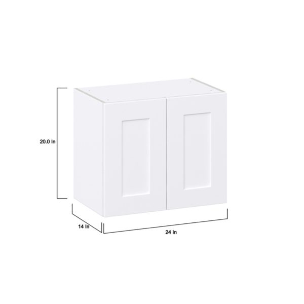 Jasmine Painted Warm White  Shaker Assembled Wall  Cabinet with 2 Full High Doors (24 in. W X 20 in. H X 14 in. D)