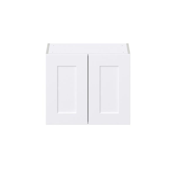 Jasmine Painted Warm White  Shaker Assembled Wall  Cabinet with 2 Full High Doors (24 in. W X 20 in. H X 14 in. D)