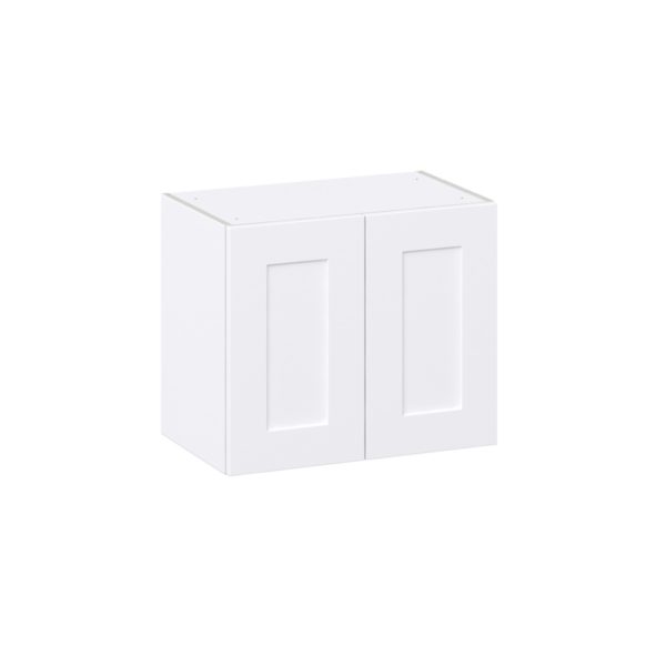 Jasmine Painted Warm White  Shaker Assembled Wall  Cabinet with 2 Full High Doors (24 in. W X 20 in. H X 14 in. D)