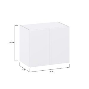 Lily Bright White  Slab Assembled Wall  Cabinet with 2 Full High Doors (24 in. W X 20 in. H X 14 in. D)