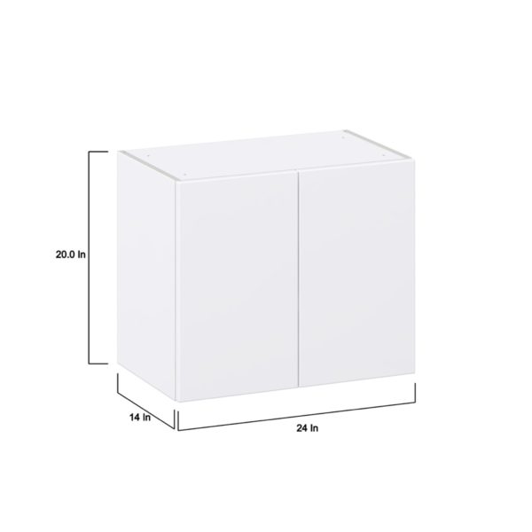 Lily Bright White  Slab Assembled Wall  Cabinet with 2 Full High Doors (24 in. W X 20 in. H X 14 in. D)