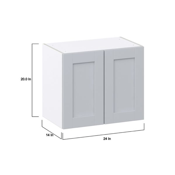 Sea Holly Light Gray  Shaker Assembled Wall  Cabinet with 2 Full High Doors (24 in. W X 20 in. H X 14 in. D)