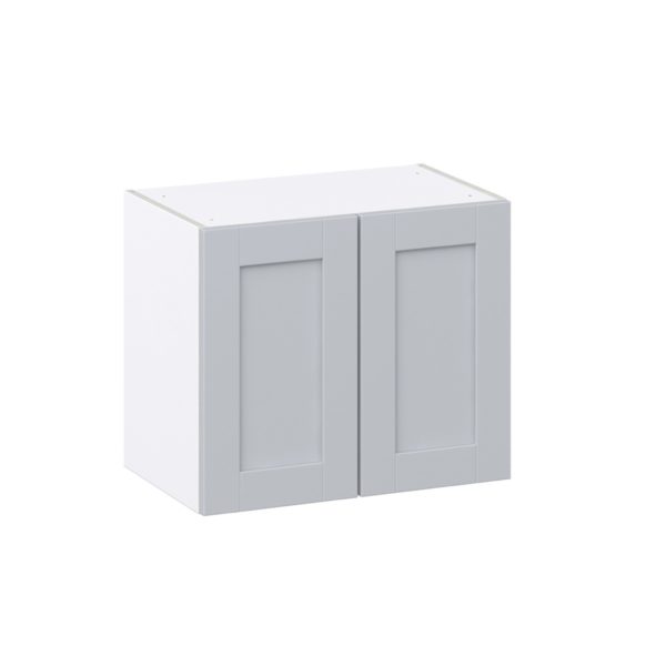 Sea Holly Light Gray  Shaker Assembled Wall  Cabinet with 2 Full High Doors (24 in. W X 20 in. H X 14 in. D)