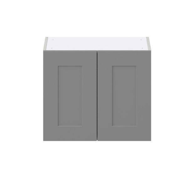 Willow Painted Slate Gray  Shaker Assembled Wall  Cabinet with 2 Full High Doors (24 in. W X 20 in. H X 14 in. D)