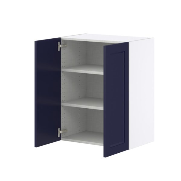 Camellia Painted Midnight Blue Recessed Assembled Wall  Cabinet  with 2 Full high Doors (24 in. W x 30 in. H x 14 in. D)