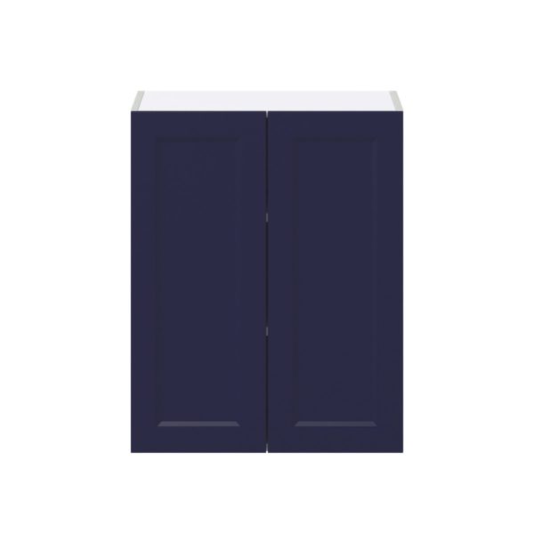 Camellia Painted Midnight Blue Recessed Assembled Wall  Cabinet  with 2 Full high Doors (24 in. W x 30 in. H x 14 in. D)