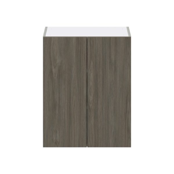 Cordyline Textured Slab Walnut Assembled Wall  Cabinet  with 2 Full high Doors (24 in. W x 30 in. H x 14 in. D)