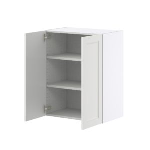 Magnolia Painted Bright White Recessed Assembled Wall  Cabinet  with 2 Full high Doors (24 in. W x 30 in. H x 14 in. D)