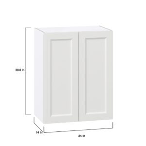 Magnolia Painted Bright White Recessed Assembled Wall  Cabinet  with 2 Full high Doors (24 in. W x 30 in. H x 14 in. D)