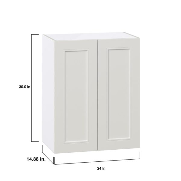 Wisteria Painted Light Gray Recessed Assembled Wall  Cabinet  with 2 Full high Doors (24 in. W x 30 in. H x 14 in. D)