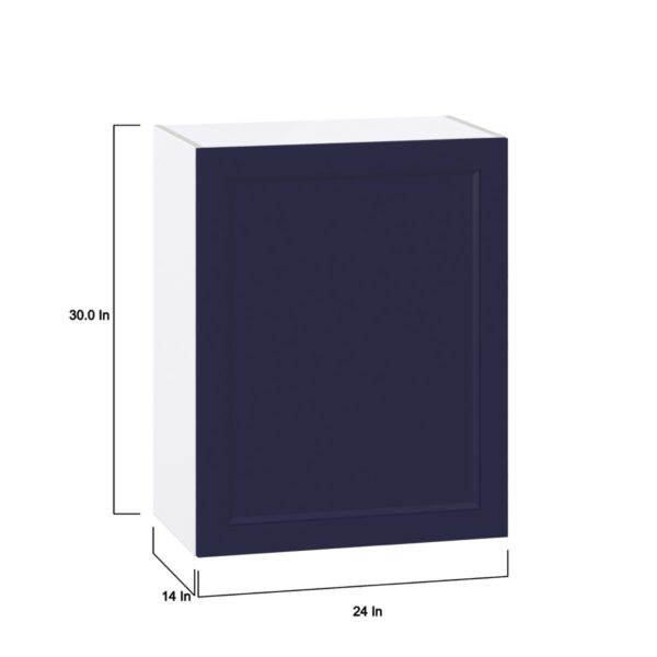 Camellia Painted Midnight Blue Recessed Assembled Wall  Cabinet with Full High Door (24 in. W x 30 in. H x 14 in. D)