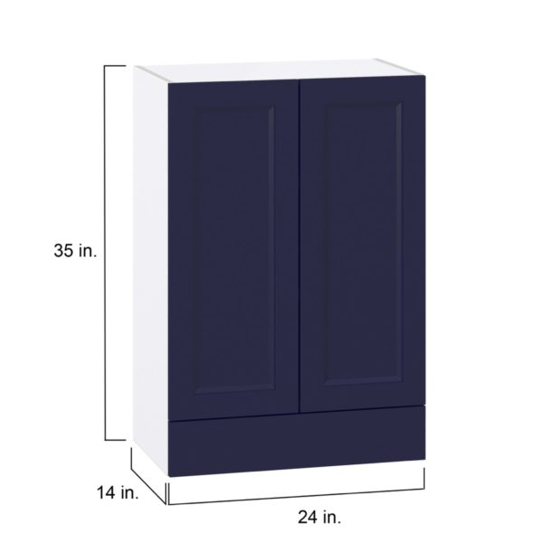 Camellia Painted Midnight Blue Recessed Assembled Wall  Cabinet with 2 Doors and a 5 in. Drawer (24 in. W x 35 in. H x 14 in. D)