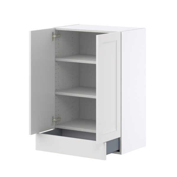 Magnolia Painted Bright White Recessed Assembled Wall  Cabinet with 2 Doors and a 5 in. Drawer (24 in. W x 35 in. H x 14 in. D)