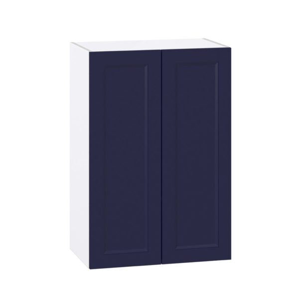 Camellia Painted Midnight Blue Recessed Assembled Wall  Cabinet with 2 Full High Doors (24 in. W x 35 in. H x 14 in. D)