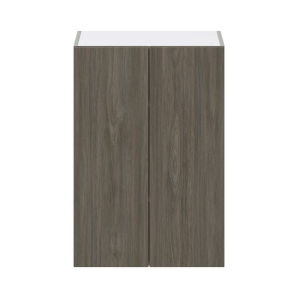 Cordyline Textured Slab Walnut Assembled Wall  Cabinet with 2 Full High Doors (24 in. W x 35 in. H x 14 in. D)