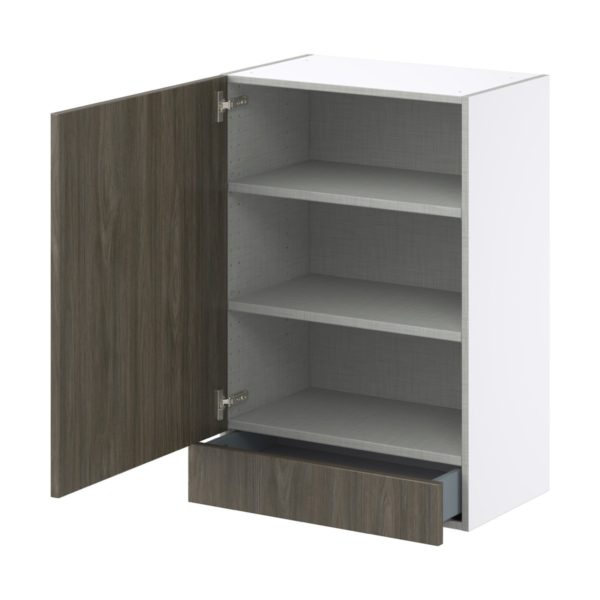 Cordyline Textured Slab Walnut Assembled Wall  Cabinet with a Door and a 5 in. Drawer (24 in. W x 35 in. H x 14 in. D)